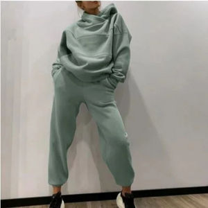 Conjunto de Sudadera con Capucha y Pantalones Jogger de Felpa Francesa 100% Algodón, Estilo Vintage, Lavado Ácido, Unisex, Transpirable, Estampado Sólido, para Invierno - Product Image 3