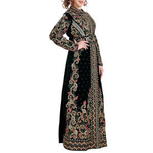 Caftán marroquí para mujer con cuello alto Diseño El mejor material Vestido informal de manga larga - Product Image 1
