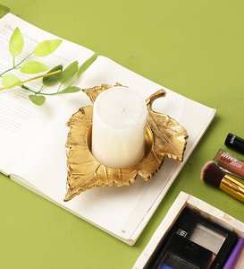 <b>Gold</b> Leaf Tealight Candle Holder Festival <b>Parties</b> Holiday Christmas Candle Holder <b>Decorative</b> Showpiece - Product Image 5