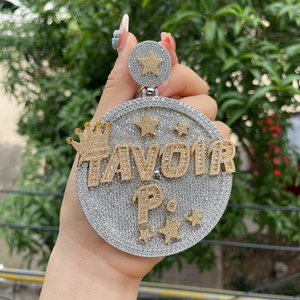 Pendentif en diamant Moissanite ronde et baguette pour homme avec breloque de style pendentif Hip Hop en argent sterling 925 - Product Image 2