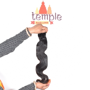 100% ต่อผมสีดำสำหรับผู้หญิงหนังกำพร้าสีดำเรียงตามแนวธรรมชาติผลิตในอินเดีย - Product Image 1