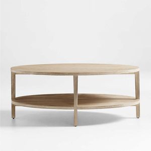 Clairemont Design moderne en bois de chêne naturel Table basse ovale avec étagère Meubles de salon par Nirhan India - Product Image 1