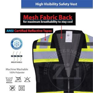 Gilet de sécurité de construction ANSI classe 2 EN ISO classe 2 étanche haute visibilité avec logo personnalisé pour ingénieurs de sécurité ZUNEZI - Product Image 5