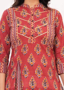 ชุดกระโปรงสองชิ้นพิมพ์ลายกางเกง kurta สำหรับผู้หญิงใส่สบายฤดูร้อน - Product Image 6