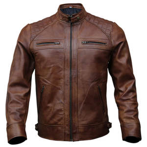 Chaqueta de Cuero Personalizada de Alta Calidad para Hombre, con Cuello Alto y Diseño Frontal Hecho a Mano - Product Image 1
