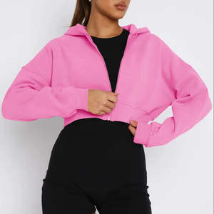 Kangro Sweat à capuche d'hiver à col roulé pour femme avec logo sur le devant Sweatshirts courts à fermeture éclair Techniques imprimées - Product Image 1