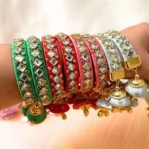 Ajustable tradicional abrible Choodi brazaletes Kundan piedras mujeres boda Haldi Mehndi Eid Favor damas de honor brazaletes de moda - Product Image 4