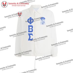 Venta al por mayor de chaqueta de entrenador de los hombres personalizados de alta calidad Phi Beta Sigma Logo Casual con cierre de cremallera de Primavera de color sólido - Product Image 3