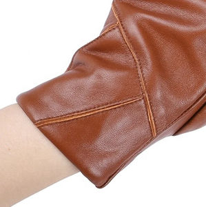Custom Soft <b>Brown</b> <b>Leather</b> Sheep Skin <b>Gloves</b> for <b>Men</b> and Women Winter Cycling and Outdoor Sports Gear Daily Use - Product Image 5