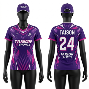 เสื้อแบดมินตันหญิง 145 GSM ผ้าโพลีเอสเตอร์อินเตอร์ล็อค ระบายอากาศได้ดี สีครีม แขนเสื้อแบบแร็กแลน  ออกแบบโลโก้แบบซับลิเมชั่นตามสั่ง - Product Image 3