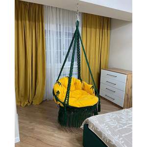 Silla Colgante de Macramé Hecha a Mano para Interiores y Exteriores, Hamaca para Dormitorio, Sala de Estar, Parque, Jardín, Muebles Versátiles para Exteriores - Product Image 1