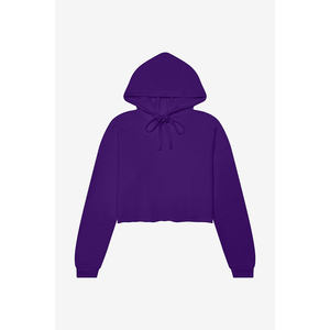 Sudadera Corta de Algodón Sólido de Alta Calidad para Mujer con Bolsillos Delanteros, Ropa de Calle Cómoda para Invierno, Servicio de Diseño OEM - Product Image 4