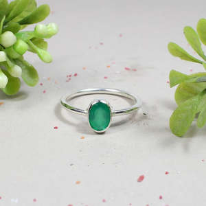 925แหวนเงินสเตอร์ลิงสไตล์โบโฮพลอยสีเขียวนิลตัดวงรีพลอยผิวเรียบชุดชุบโรเดียมเครื่องประดับแฟชันชั้นดีแพลทินัม - Product Image 6