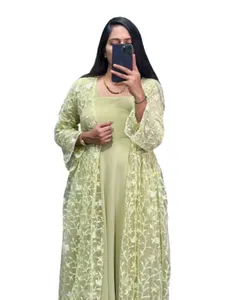 인도 민족 착용 멋진 그물 salwar kameeez 세트 자수 작업 무거운 이슬람 스타일 원피스 여성을위한 커티스 Lehenga choli