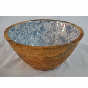 Cuenco de madera para servir cena, cuenco de madera para sopa y fideos de alta calidad, diseño de acabado esmaltado, ensaladera de madera, pegatina Floral aplicada - Product Image 5