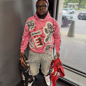 2025 sweat à capuche surdimensionné personnalisé recadrée déchiré ourlet brut sweats à capuche Dtg qualité de luxe français éponge poids lourd sweat à capuche court lavage à l'acide - Product Image 1