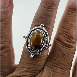 Handmade 925 Sterling Silver <b>Tiger</b> <b>Eye</b> <b>Ring</b> Boho Style Natural <b>Tiger</b> <b>Eye</b> Oval Bezel Setting for Gift - Product Image 3