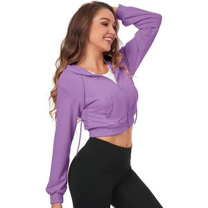 Sweat-shirt décontracté pour femme, haut court sexy à capuche, pull en coton à manches longues, sweat-shirt tendance, coupe confortable - Product Image 4