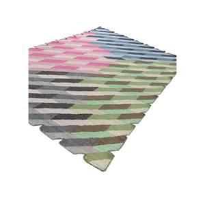 พรมลายตารางหมากรุกสีชมพูและสีม่วงลายเรขาคณิตแบบทอแบนทำจากขนสัตว์และวิสโคสสำหรับตกแต่งบ้าน-ADWV-13086 - Product Image 2