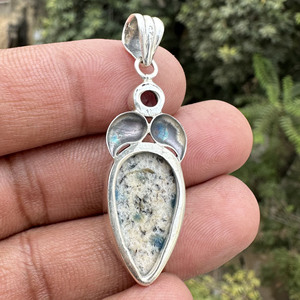 จี้ห้อยคอทรงหยดน้ำประดับด้วยแจสเปอร์ K2 สีม่วงธรรมชาติ ตัวเรือนเงินแท้ 925 สไตล์โบฮีเมียน ทำด้วยมือ เหมาะสำหรับเป็นของขวัญสำหรับงานปาร์ตี้ - Product Image 6