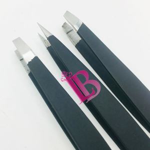 Pince à épiler sourcils en fourrure de vison noire, lot de pinces à épiler droites et inclinées, très demandées, personnalisables avec logo – Offre Spéciale - Product Image 4