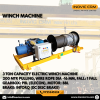 Torno Eléctrico de Servicio Pesado de 3 Toneladas con Altura de Elevación de 200m |   Cable de Acero de 14 mm |   Caja de Cambios Rotorq |   Motor ABB |   Grúas