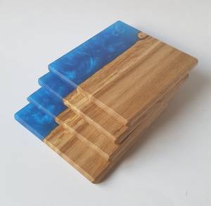 Sous-verres en résine époxy et bois pour la maison et le bureau, sous-verres personnalisés en bois d'acacia et résine époxy - Product Image 4