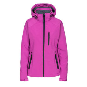 Vestes de sport à capuche en tissu polyester souple personnalisé avec poche zippée, vestes légères imperméables pour femmes de grande taille - Product Image 1