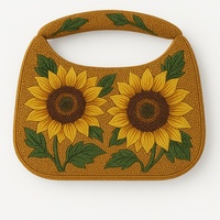 Sac à main pour femme fait main, perlé, brodé, écologique, léger, avec fermeture éclair, motif paysage floral, style bohème décontracté et élégant