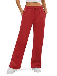 2025 ropa de calle para mujer, pantalones de chándal rojos holgados de gran tamaño, pantalones de Hip Hop para mujer, pantalones de chándal de pierna ancha holgados - Product Image 6