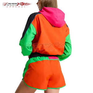 <b>Lightweight</b> Windbreaker Shorts Set For <b>Women</b> With Zipper <b>Jacket</b> And Elastic Waist Stylish Windbreaker Shorts Set - Product Image 3