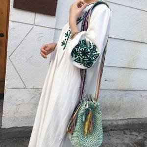 Vestido bohemio de alta calidad bordado bohemio Hippie mexicano Maxi mujeres vestido largo para hermosa dama niña vestidos casuales - Product Image 3