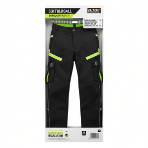 กางเกง Terrax Workwear Softshellhose ไซส์ 48 สีดำ/เขียวมะนาว พร้อมแถบสะท้อนแสงและไฟ  สินค้าส่งเสริมการขาย - Product Image 2