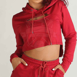 Top corto de alta fabricación para mujer, Sudadera con capucha, ropa de calle de manga larga para otoño, uso al aire libre, cuello con capucha y logotipo frontal - Product Image 5