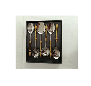 Ensemble de cuillères à salade en acier Royal Design or poli miroir personnalisé exigeant fait à la main ensemble de 6 pièces - Product Image 6