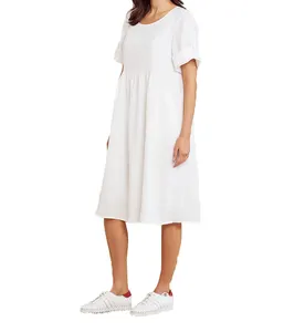 فستان فاخر من الكتان بطول الركبة بتصميم صيفي أنيق ومظهر كلاسيكي من صادرات شركة zaar