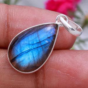 Natural Labradorite Silver <b>Overlay</b> Pendant Wholesale White Jade Stone Gemstone Donut Pendant Labradorite 14k Necklace Gemstone - Product Image 2