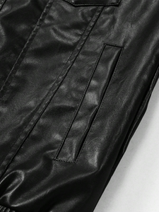 Men's spring and autumn standing collar trendy and handsome motorcycle suit youth PU <b>leather</b> <b>jacket</b> - Product Image 5