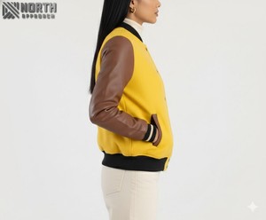 Chaqueta Universitaria de Cuero para Mujer, Colores y Tallas Personalizables, Bordado Transpirable de Alta Calidad - Product Image 3