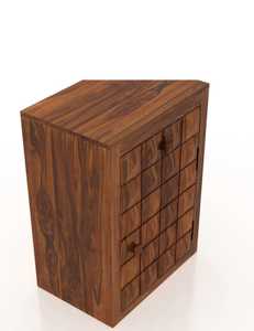 Table de chevet moderne à un tiroir en bois massif, meuble de rangement assemblé et élégant pour appartement, hôtel ou maison, meubles de chambre à coucher - Product Image 5