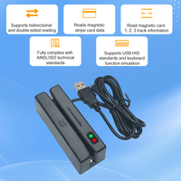 Lector de Tarjetas Magnéticas de 3 Pistas con Cabezal Magnético Dual FUWEI, Compatible con Lectura Bidireccional, Modo USB HID MSR98D