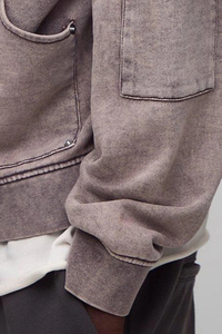 Sweat-shirts à capuche surdimensionnés à la mode, à fermeture éclair, en coton mélangé respirant, lavés à l'acide, pour hommes, pour l'hiver - Product Image 3