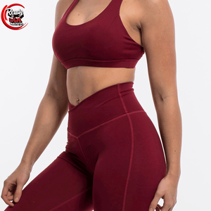 Ropa de gimnasio atlética de 2 piezas de talla grande para mujer, sujetador y pantalones cortos de Yoga con patrón sólido con decoración de cinturón, conjuntos de entrenamiento de Yoga - Product Image 6