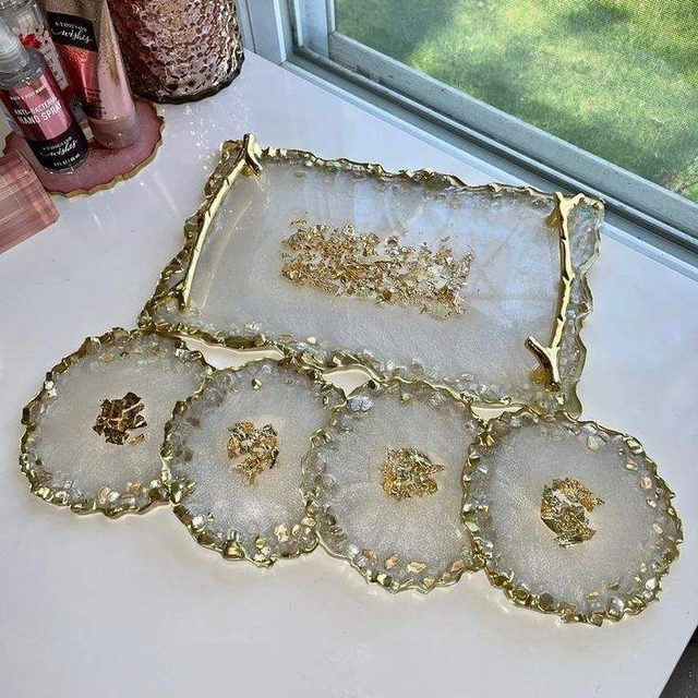 Handmade Resin Serving Tray High Quality Custom Storage Trays for Home Hotel Bathroom Kitchen Food Serving