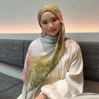 Nouveau Hijab Vela personnalisé en modal à motif léopard aquarelle, foulards en modal à carreaux, hijab imprimé ombré marbré, châle pour femmes musulmanes
