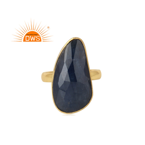 Anillo apilable de piedras preciosas de zafiro azul natural chapado en oro de 18 quilates de plata esterlina más vendido, fabricante de joyería fina Demi - Product Image 1