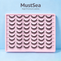 30 paires de faux cils en bande effet naturel, style œil de poupée, avec bande transparente, aspect naturel, en vison, Pestanas Postizas