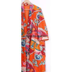 Veste Kantha 100% coton pur faite à la main pour femmes, mode vintage de festival, kimono court matelassé, vêtements de nuit pour l'été - Product Image 3