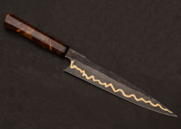 Couteau de cuisine à lame gravée en laiton en acier au carbone fait à la main couteau utilitaire poignée en résine combinée avec gaine.