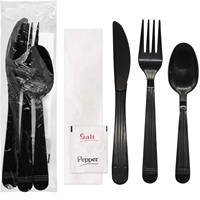 Haute Qualité Film Enveloppé En Plastique Cuillère Serviette En Plastique Vaisselle Robuste KITS Couverts Ensemble Pack Avec Couteau Fourchette